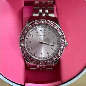 Isaac Mizrahi Silver and Pink crystals Women's Watch
